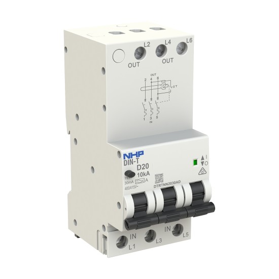 40A Longbody RCBO, 10kA, 3P D-CURVE