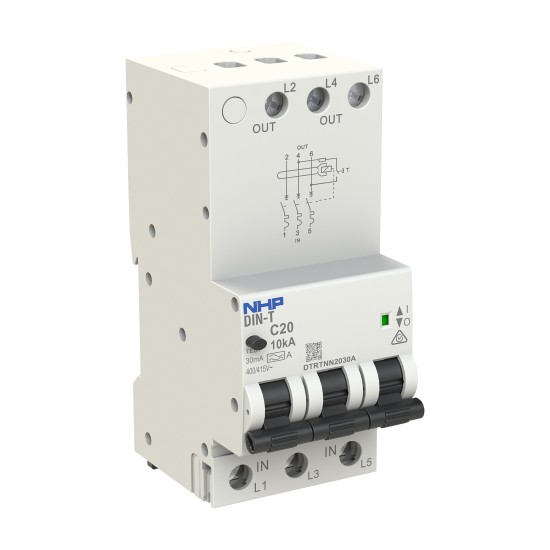 50A Longbody RCBO, 10kA, 3P C-CURVE
