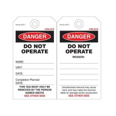 SAFETY TAG, PVC, 140 x 75mm DANGER DO NOT OPERATE (5-PACK) SAFETY TAG, PVC, 140 x 75mm DANGER DO NOT OPERATE (5-PACK)