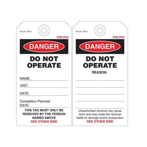 SAFETY TAG, PVC, 140 x 75mm DANGER DO NOT OPERATE (5-PACK) SAFETY TAG, PVC, 140 x 75mm DANGER DO NOT OPERATE (5-PACK)
