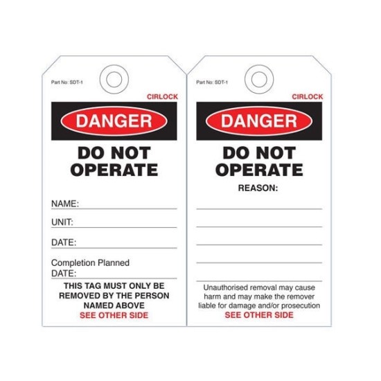 SAFETY TAG, PVC, 140 x 75mm DANGER DO NOT OPERATE (5-PACK)