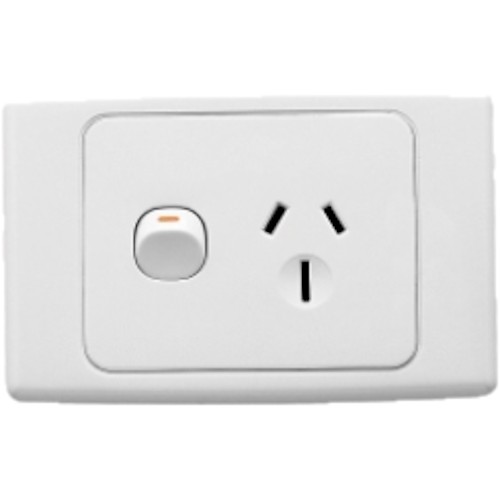 Clipsal 2000 Series Single Switch Socket Outlet, 250V, 15A, White Electric Clipsal 2000 Series Single Switch Socket Outlet, 250V, 15A, White Electric