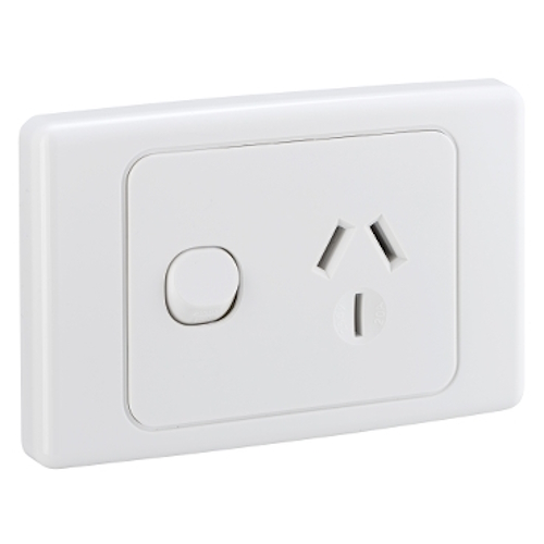 Clipsal 2000 Series Single Switch Socket Outlet, 250V, 20A, White Electric Clipsal 2000 Series Single Switch Socket Outlet, 250V, 20A, White Electric