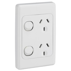 Clipsal 2000 Series Twin Switch Socket Outlet 250V, 10A, Vertical, Two piece base, White Electric Clipsal 2000 Series Twin Switch Socket Outlet 250V, 10A, Vertical, Two piece base, White Electric