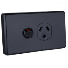 Clipsal Socket Outlets Single Switch Horizontal, 250V, 10A, Round Earth Pin, Black Clipsal Socket Outlets Single Switch Horizontal, 250V, 10A, Round Earth Pin, Black
