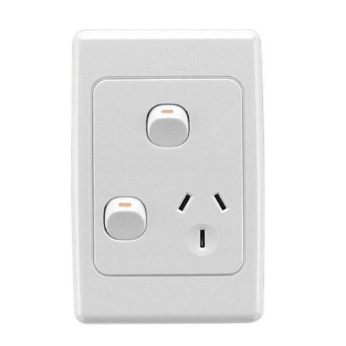 Clipsal 2000 Series, Single Switch Socket Outlet 250V, 10A, Vertical, White Electric Clipsal 2000 Series, Single Switch Socket Outlet 250V, 10A, Vertical, White Electric
