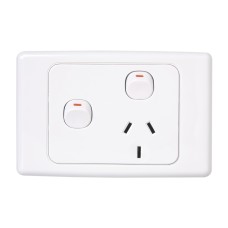 Clipsal 2000 Socket Switched, Single, Horizontal, Extra Switch, 10A, 250V, White Electric Clipsal 2000 Socket Switched, Single, Horizontal, Extra Switch, 10A, 250V, White Electric
