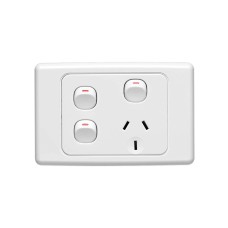 Clipsal 2000 Socket Switched Single, Horizontal, 2xExtra Switch, 10A, 250V, White Electric Clipsal 2000 Socket Switched Single, Horizontal, 2xExtra Switch, 10A, 250V, White Electric