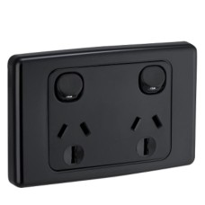 Clipsal 2000 Series Twin Switch Socket Outlet, 250V, 15A, Black Clipsal 2000 Series Twin Switch Socket Outlet, 250V, 15A, Black