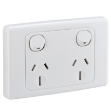 Clipsal 2000 Series Twin Switch Socket Outlet, 250V, 15A, White Electric Clipsal 2000 Series Twin Switch Socket Outlet, 250V, 15A, White Electric
