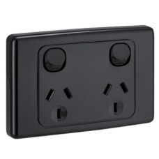Clipsal 2000 Series Twin Switch Socket Outlet, 250V, 10A, Black Clipsal 2000 Series Twin Switch Socket Outlet, 250V, 10A, Black