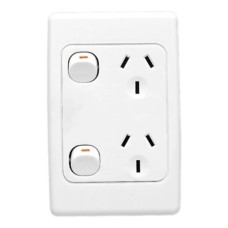 Clipsal 2000 Series Twin Switch Socket Outlet, 250V, 10A, Vertical, Standard Size, White Electric Clipsal 2000 Series Twin Switch Socket Outlet, 250V, 10A, Vertical, Standard Size, White Electric