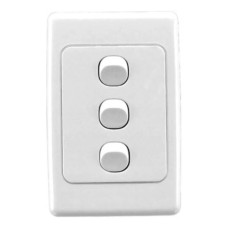 Clipsal Switch Single, Standard Size, Vertical Mount, 3 Gang, 250V, 10A, White Electric Clipsal Switch Single, Standard Size, Vertical Mount, 3 Gang, 250V, 10A, White Electric