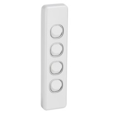 Clipsal C2000 Series, Switch Assembled, Architrave, 4-gang, 250V, 10AX, White Electric Clipsal C2000 Series, Switch Assembled, Architrave, 4-gang, 250V, 10AX, White Electric