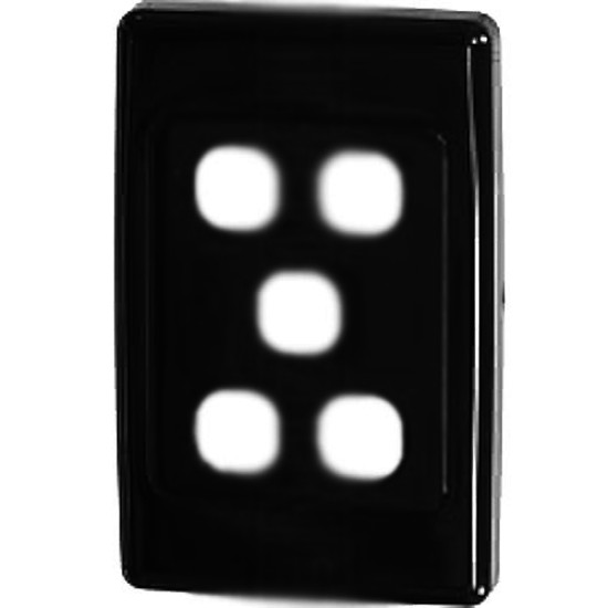 Clipsal Surrounds and Grids, Horizontal and Vertical Mount, 5 Gang, Black