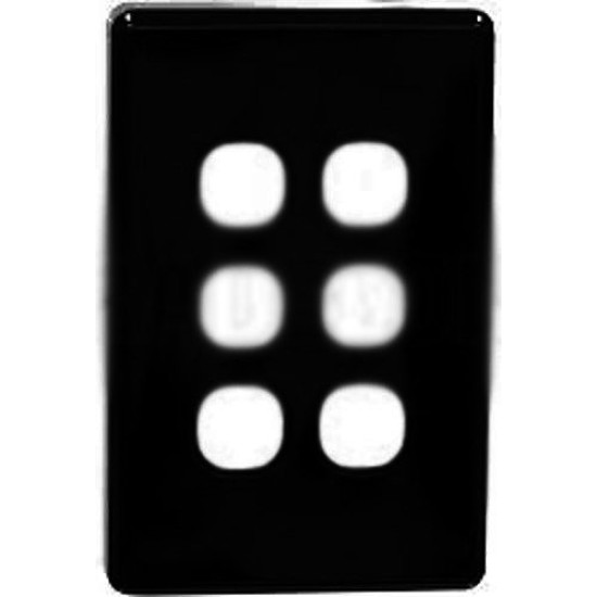 Clipsal Surrounds and Grids, Horizontal and Vertical Mount, 6 Gang, Black