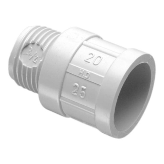 Clipsal Solid Fittings - PVC, Converting Adaptors, 3/4 Inch Screwed to 20mm Plain, Grey