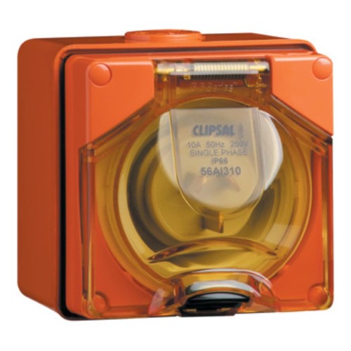 Clipsal - 56 Series Socket Appliance Inlet Ip56 3 PIN Less Enclosure, Resistant Orange Clipsal - 56 Series Socket Appliance Inlet Ip56 3 PIN Less Enclosure, Resistant Orange