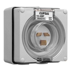 Clipsal - 56 Series Appliance Inlet IP66, 250V 15A - 3 Flat Pins, Grey Clipsal - 56 Series Appliance Inlet IP66, 250V 15A - 3 Flat Pins, Grey