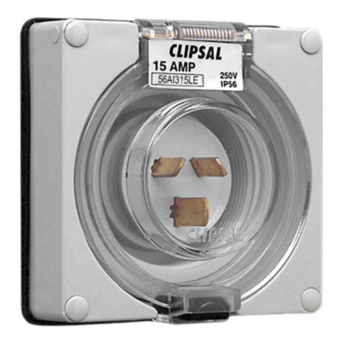 Clipsal - 56 Series Socket Appliance Inlet Ip56 3 PIN 15A Less Enclosure, Grey Clipsal - 56 Series Socket Appliance Inlet Ip56 3 PIN 15A Less Enclosure, Grey