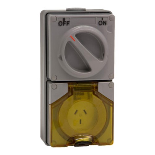 Clipsal - 56 Series Switched Socket Outlet 250V, 10A, 3 Flat Pin, Chemical Grey Clipsal - 56 Series Switched Socket Outlet 250V, 10A, 3 Flat Pin, Chemical Grey