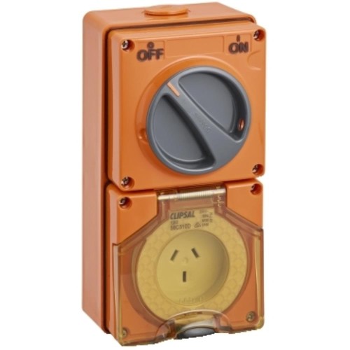 Clipsal - 56 Series Switched Socket Outlet 250V, 10A, 3 Flat Pin, Resistant Orange Clipsal - 56 Series Switched Socket Outlet 250V, 10A, 3 Flat Pin, Resistant Orange