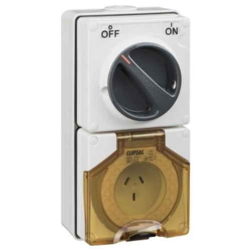 Clipsal - 56 Series Switched Socket Outlet 250V, 10A, 3 Flat Pin, Resistant White Electric Clipsal - 56 Series Switched Socket Outlet 250V, 10A, 3 Flat Pin, Resistant White Electric