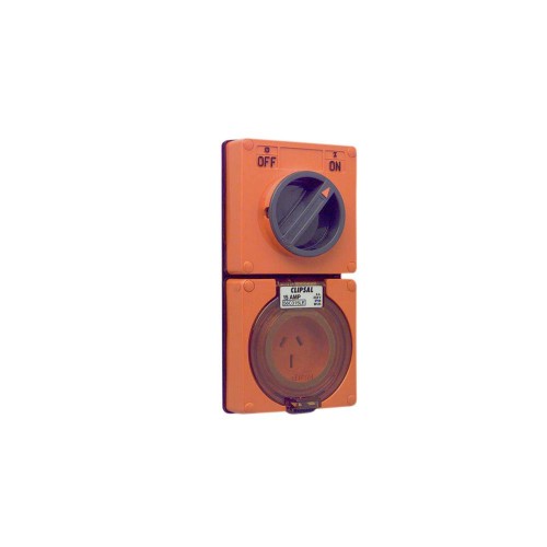 Clipsal - 56 Series Switched Socket Surface IP66 3 PIN 10A, Resistant Orange Clipsal - 56 Series Switched Socket Surface IP66 3 PIN 10A, Resistant Orange