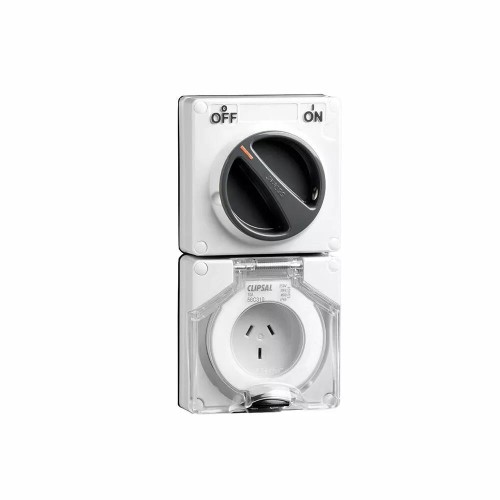 Clipsal - 56 Series Switched Socket Surface IP66 3 PIN 10A, Resistant White Electric Clipsal - 56 Series Switched Socket Surface IP66 3 PIN 10A, Resistant White Electric