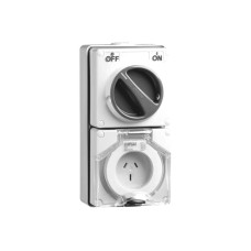 Clipsal - 56 Series Switched Socket Outlet 250V, 15A, 3 Flat PIN, IP66, 1 Pole, Resistant White Electric Clipsal - 56 Series Switched Socket Outlet 250V, 15A, 3 Flat PIN, IP66, 1 Pole, Resistant White Electric