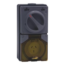 Clipsal - 56 Series Switched Socket Outlet 250V, 15A, 3 Flat PIN, IP66, 1 Pole, Woolworths Grey Clipsal - 56 Series Switched Socket Outlet 250V, 15A, 3 Flat PIN, IP66, 1 Pole, Woolworths Grey