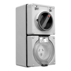 Clipsal - 56 Series Switched Socket Outlet 250V, 15A, 3 Flat PIN, IP66, 2 Pole, Grey Clipsal - 56 Series Switched Socket Outlet 250V, 15A, 3 Flat PIN, IP66, 2 Pole, Grey