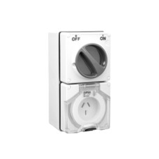 Clipsal - 56 Series Switched Socket Outlet 250V, 20A, 3 Flat PIN, IP66, 1 Pole, Resistant White Electric Clipsal - 56 Series Switched Socket Outlet 250V, 20A, 3 Flat PIN, IP66, 1 Pole, Resistant White Electric