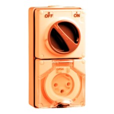 Clipsal - 56 Series Switched Socket Outlet 250V, 32A, 3 Round PIN, IP66, 1 Pole, Resistant Orange Clipsal - 56 Series Switched Socket Outlet 250V, 32A, 3 Round PIN, IP66, 1 Pole, Resistant Orange