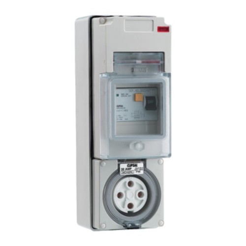 Clipsal - 56 Series RCD Protected Switched Socket Outlet 500V, 32A, 4 Round PIN, IP66, 30mA, Grey Clipsal - 56 Series RCD Protected Switched Socket Outlet 500V, 32A, 4 Round PIN, IP66, 30mA, Grey
