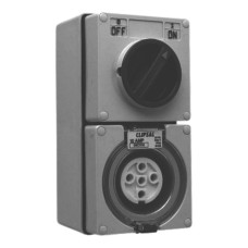 Clipsal - 56 Series Switched Socket Outlet 500V, 10A, 5 Round PIN, IP66, 3 Pole, Chemical Grey Clipsal - 56 Series Switched Socket Outlet 500V, 10A, 5 Round PIN, IP66, 3 Pole, Chemical Grey