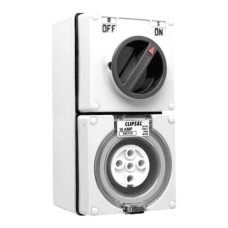 Clipsal - 56 Series Switched Socket Outlet 500V, 10A, 5 Round PIN, IP66, 3 Pole, Resistant White Electric Clipsal - 56 Series Switched Socket Outlet 500V, 10A, 5 Round PIN, IP66, 3 Pole, Resistant White Electric
