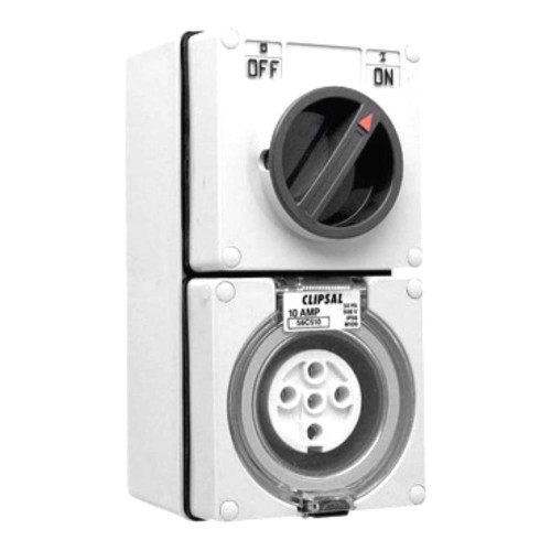 Clipsal - 56 Series Switched Socket Outlet 500V, 10A, 5 Round PIN, IP66, 3 Pole, Resistant White Electric Clipsal - 56 Series Switched Socket Outlet 500V, 10A, 5 Round PIN, IP66, 3 Pole, Resistant White Electric