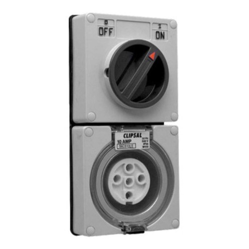 Clipsal - 56 Series Switched Socket Surface IP66 5 PIN 10A Less Enclosure, Grey Clipsal - 56 Series Switched Socket Surface IP66 5 PIN 10A Less Enclosure, Grey