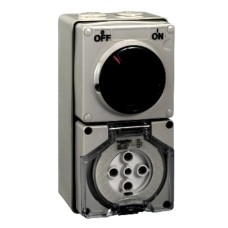 Clipsal - 56 Series Switched Socket Outlet 500V, 32A, 5 Round PIN, IP66, 3 Pole, Surface Mount, Chemical Grey Clipsal - 56 Series Switched Socket Outlet 500V, 32A, 5 Round PIN, IP66, 3 Pole, Surface Mount, Chemical Grey