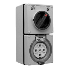 Clipsal - 56 Series Switched Socket Outlet 500V, 40A, 5 Round PIN, IP66, 3 Pole, Surface Mount, Grey Clipsal - 56 Series Switched Socket Outlet 500V, 40A, 5 Round PIN, IP66, 3 Pole, Surface Mount, Grey