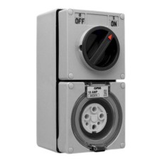 Clipsal - 56 Series Switched Socket Outlet 500V, 10A, 6 Round PIN, IP66, 3 Pole, Surface Mount, Grey Clipsal - 56 Series Switched Socket Outlet 500V, 10A, 6 Round PIN, IP66, 3 Pole, Surface Mount, Grey