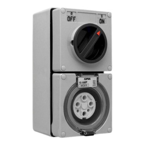 Clipsal - 56 Series Switched Socket Outlet 500V, 10A, 6 Round PIN, IP66, 3 Pole, Surface Mount, Grey Clipsal - 56 Series Switched Socket Outlet 500V, 10A, 6 Round PIN, IP66, 3 Pole, Surface Mount, Grey