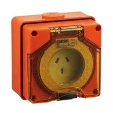 Clipsal - 56 Series Surface Socket IP66, 250V 10A - 3 Flat Pins, Resistant Orange Clipsal - 56 Series Surface Socket IP66, 250V 10A - 3 Flat Pins, Resistant Orange