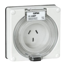 Clipsal - 56 Series Socket Outlet Surface 3 Flat PIN 10A 250V Less Enclosure, Resistant White Electric Clipsal - 56 Series Socket Outlet Surface 3 Flat PIN 10A 250V Less Enclosure, Resistant White Electric