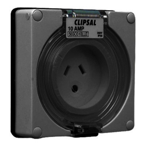 Clipsal - 56 Series Socket Outlet Surface 3 PIN 10A LT Less Enclosure, Woolworths Grey Clipsal - 56 Series Socket Outlet Surface 3 PIN 10A LT Less Enclosure, Woolworths Grey