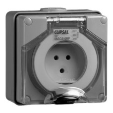 Clipsal - 56 SeriesSurface SocketIP66, 250V 10A - 3 Round Pins, Grey Clipsal - 56 SeriesSurface SocketIP66, 250V 10A - 3 Round Pins, Grey
