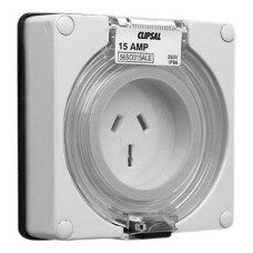Clipsal - 56 Series Socket Outlet Surface Auto 3 Pole 15A Less Enclosure, Grey Clipsal - 56 Series Socket Outlet Surface Auto 3 Pole 15A Less Enclosure, Grey
