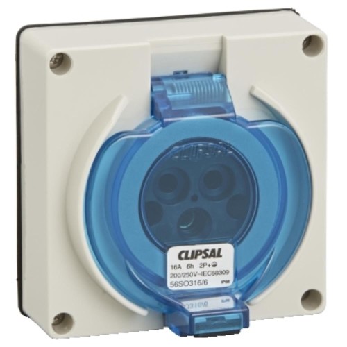 Clipsal - 56 Series Socket Inlet Surface 3 PIN Round 16A Less Enclosure, Grey Clipsal - 56 Series Socket Inlet Surface 3 PIN Round 16A Less Enclosure, Grey