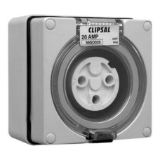 Clipsal - 56 Series Surface Socket IP66, 250V 20A - 3 Round Pins, Grey Clipsal - 56 Series Surface Socket IP66, 250V 20A - 3 Round Pins, Grey